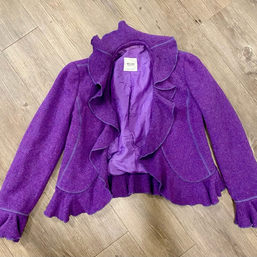 Moschino Purple Ruffle Trim Blazer